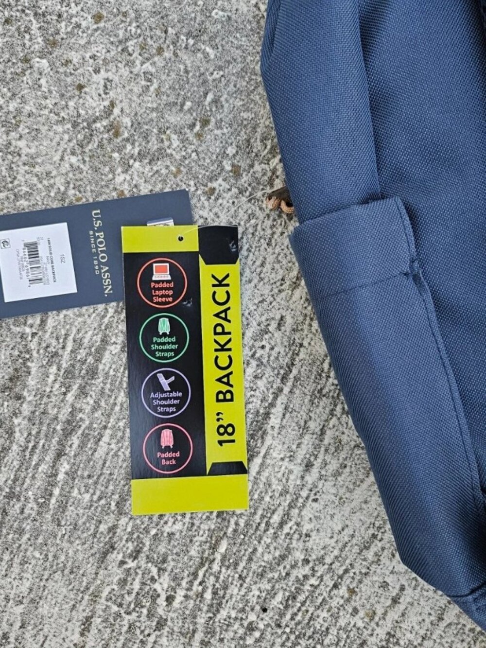 US Polo Assn. 18" Backpack School Bag Blue Solid Core Backpack NWT - Picture 5 of 9